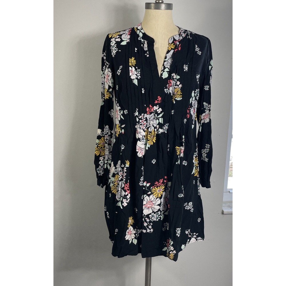 Old Navy Womens Sp Floral Long Sleeve Dress Black Cottagecore Garden Flower Boho